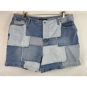 Revolt Jean Co. Jean Shorts Women's Plus Size 20 Blue Patchwork Denim Studs